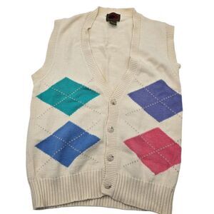 Vintage Boston Traders Argyle Knit Vest boho cottage core vintage